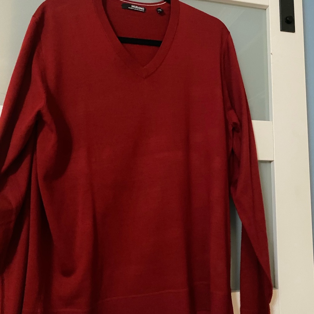 Murano V-Neck Sweater in Rich Red